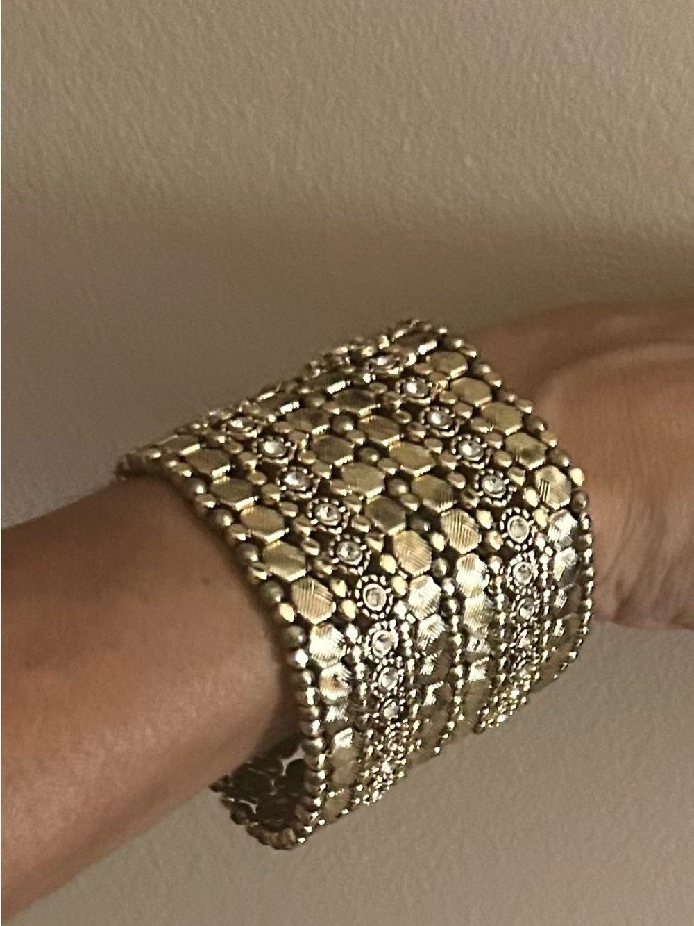 Chico's Gold-Tone Wide Textured Cuff Bracelet